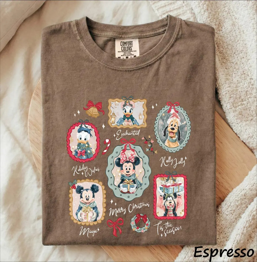 Disney Christmas Shirt, Cute Holiday Stamps Collage, Mickey's Very Merry Christmas Party Shirt, W... | Etsy (Global)