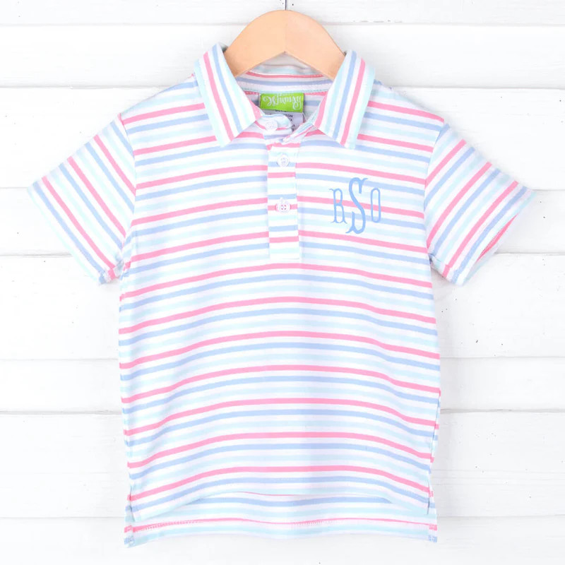 Blue & Pink Stripe Polo | Classic Whimsy