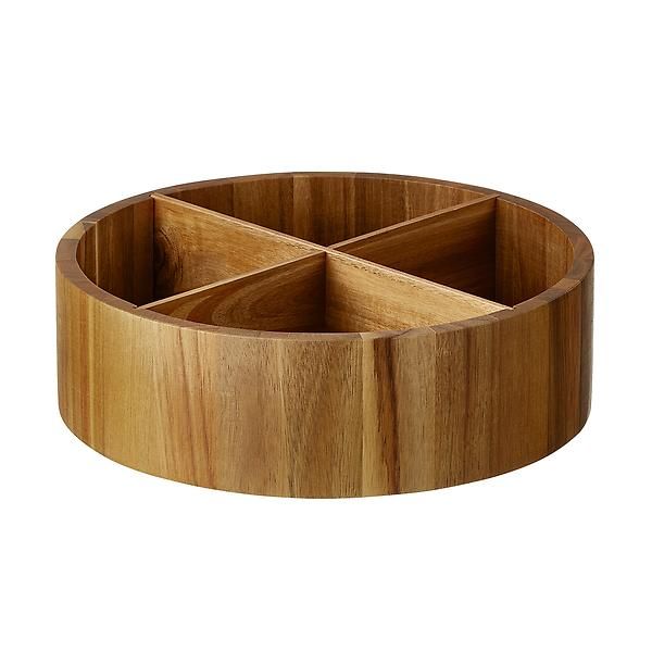 Rowan Acacia Divided Turntable | The Container Store