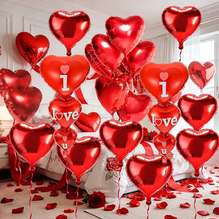 20 + 2 I Love You Balloons,Heart Balloons, Valentines Day Decorations and Gift Idea for Him or He... | Amazon (US)