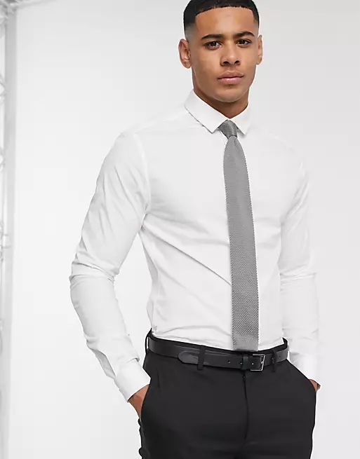 ASOS DESIGN skinny fit shirt in white | ASOS (Global)