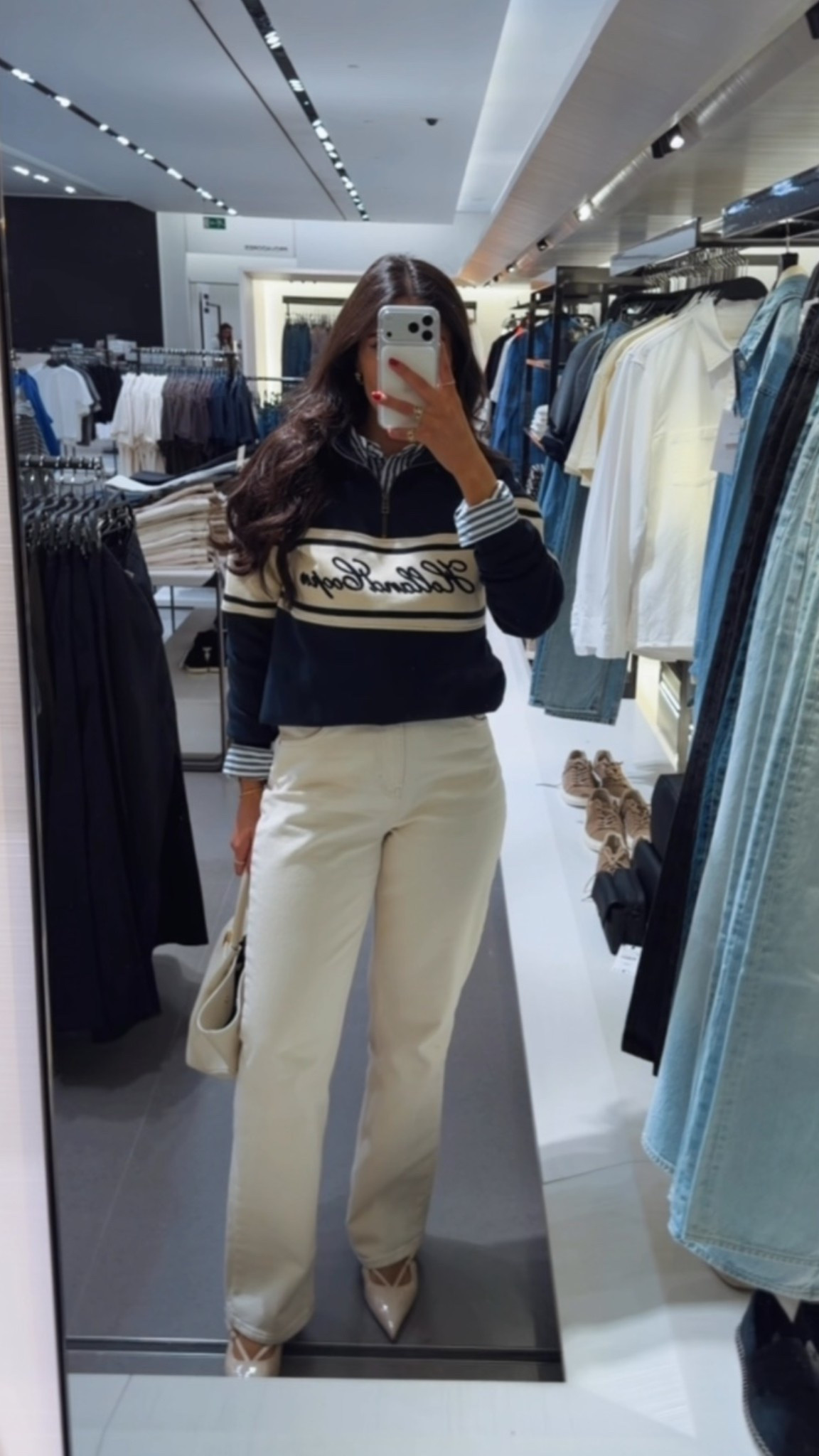 Spring look, cream jeans, wide leg jeans, zip sweater

#LTKgrwm #LTKootd
