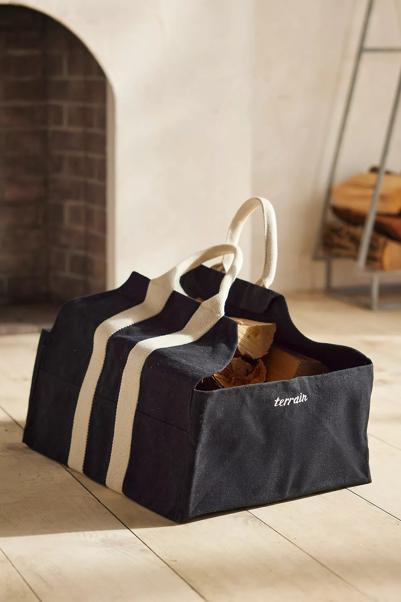 Waxed Canvas Log Carrier, Black | Terrain