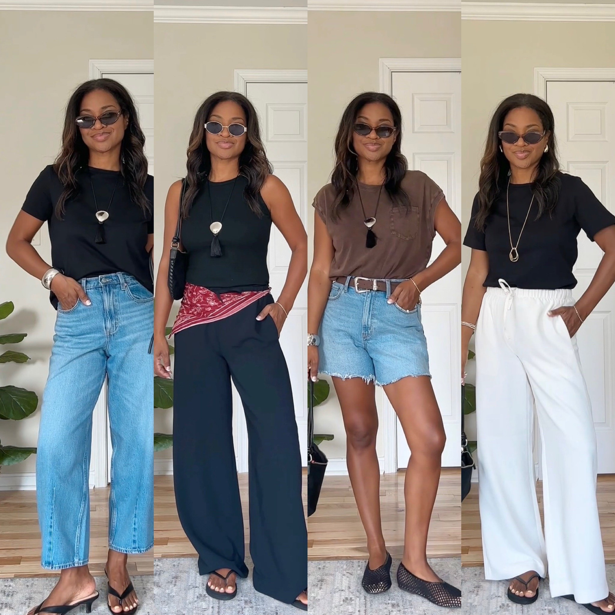 I’m wearing a small in the tops except for the brown top it’s a size medium. My barrel jeans are a size 4. I am wearing a size small and the black and white jeans pants and I’m wearing a size 27 in the denim shorts. My shoes are true to size. ￼

#LTKgrwm #LTKootd #LTKOver40