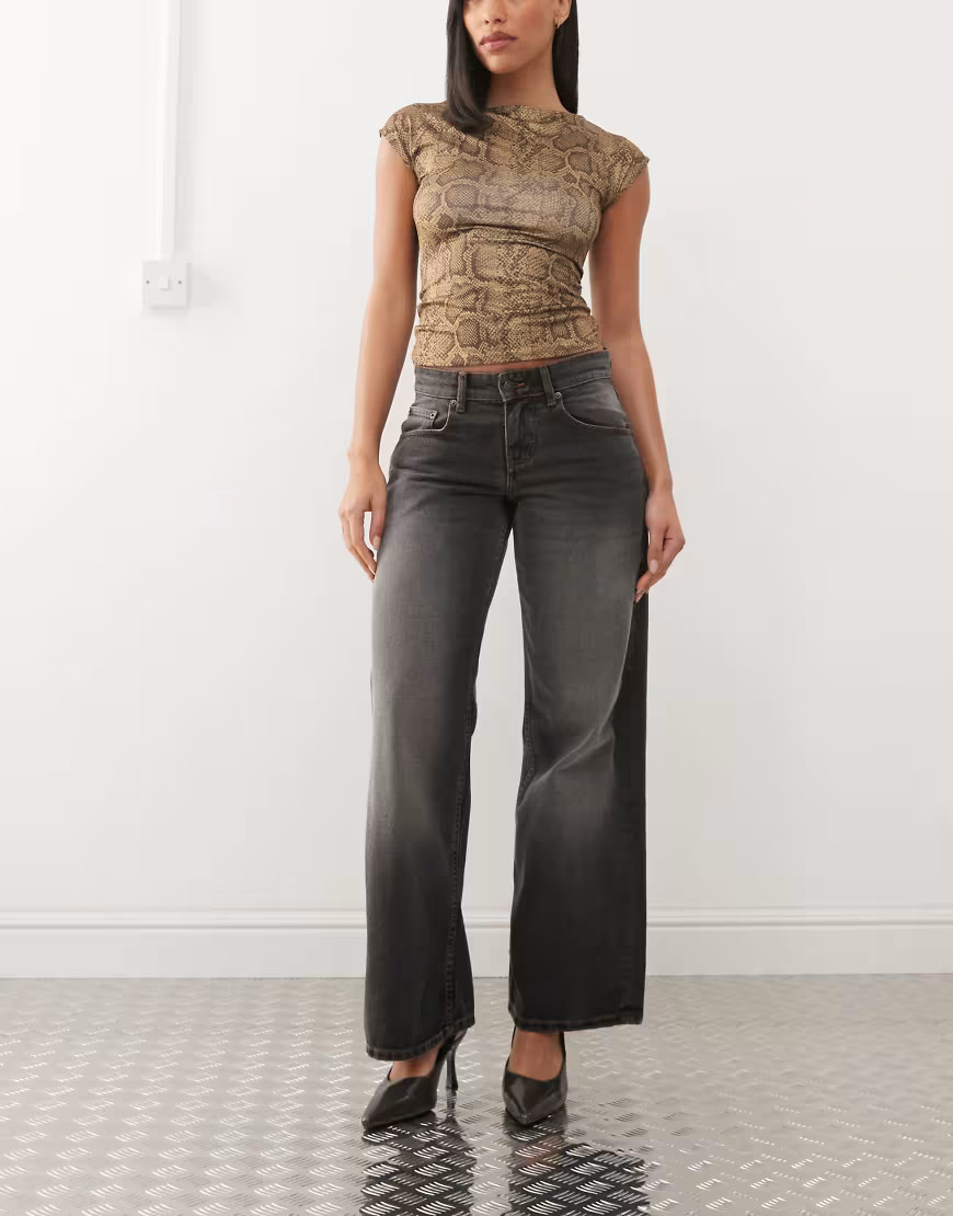 Motel low rise parallel jeans in grey used bleach | ASOS (Global)