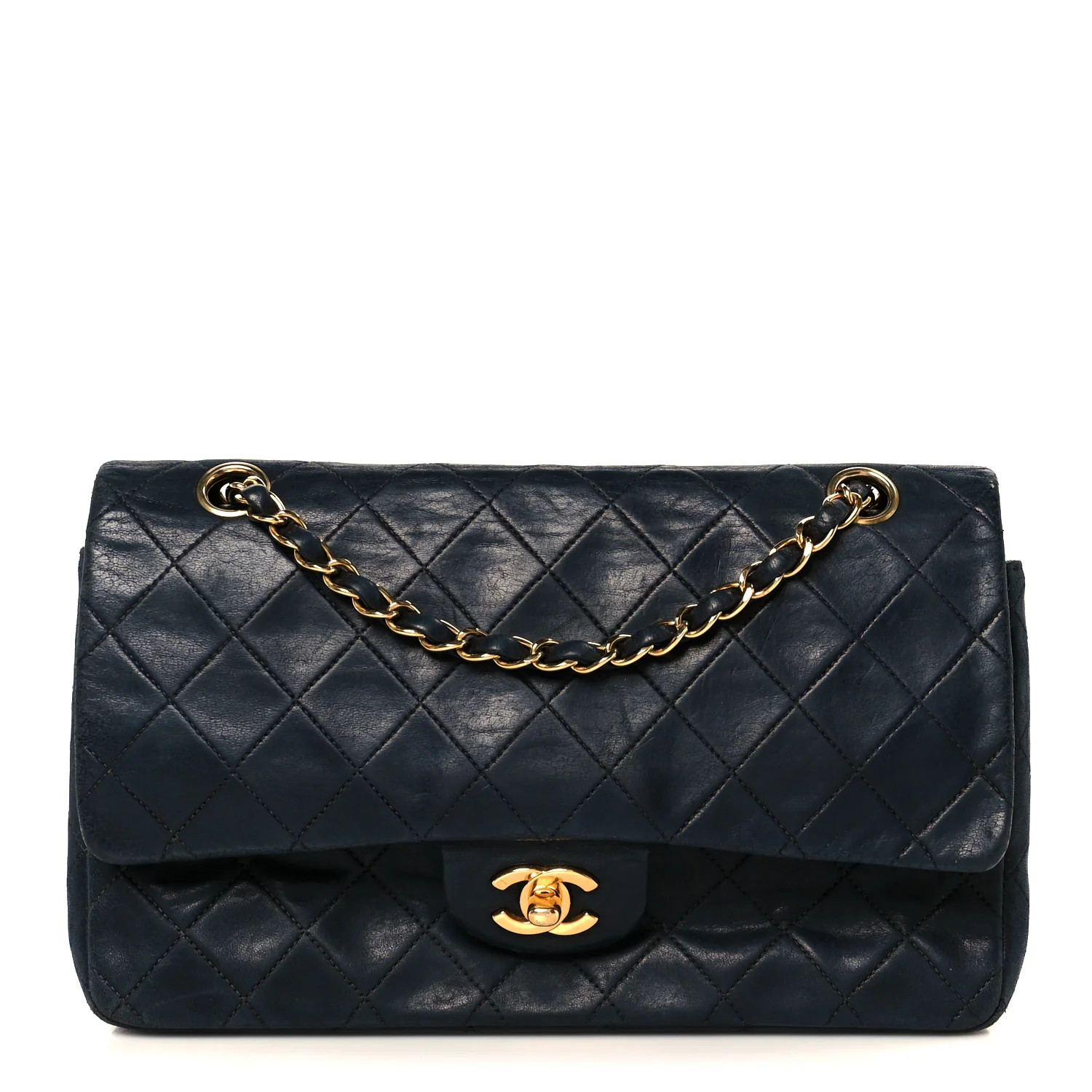 Lambskin Quilted Medium Double Flap Black | FASHIONPHILE (US)