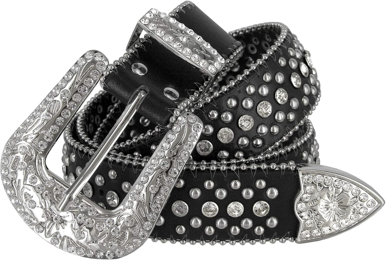 35116 50116 Women's Belts Rhinestone Belt Fashion Western Cowgirl Bling Studded Design Leather Be... | Amazon (US)