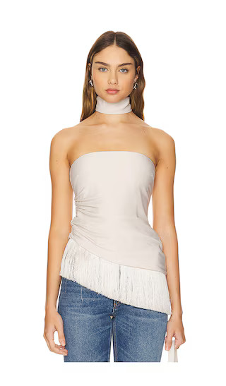 x REVOLVE Hera Fringe Top in Light Beige | Revolve Clothing (Global)