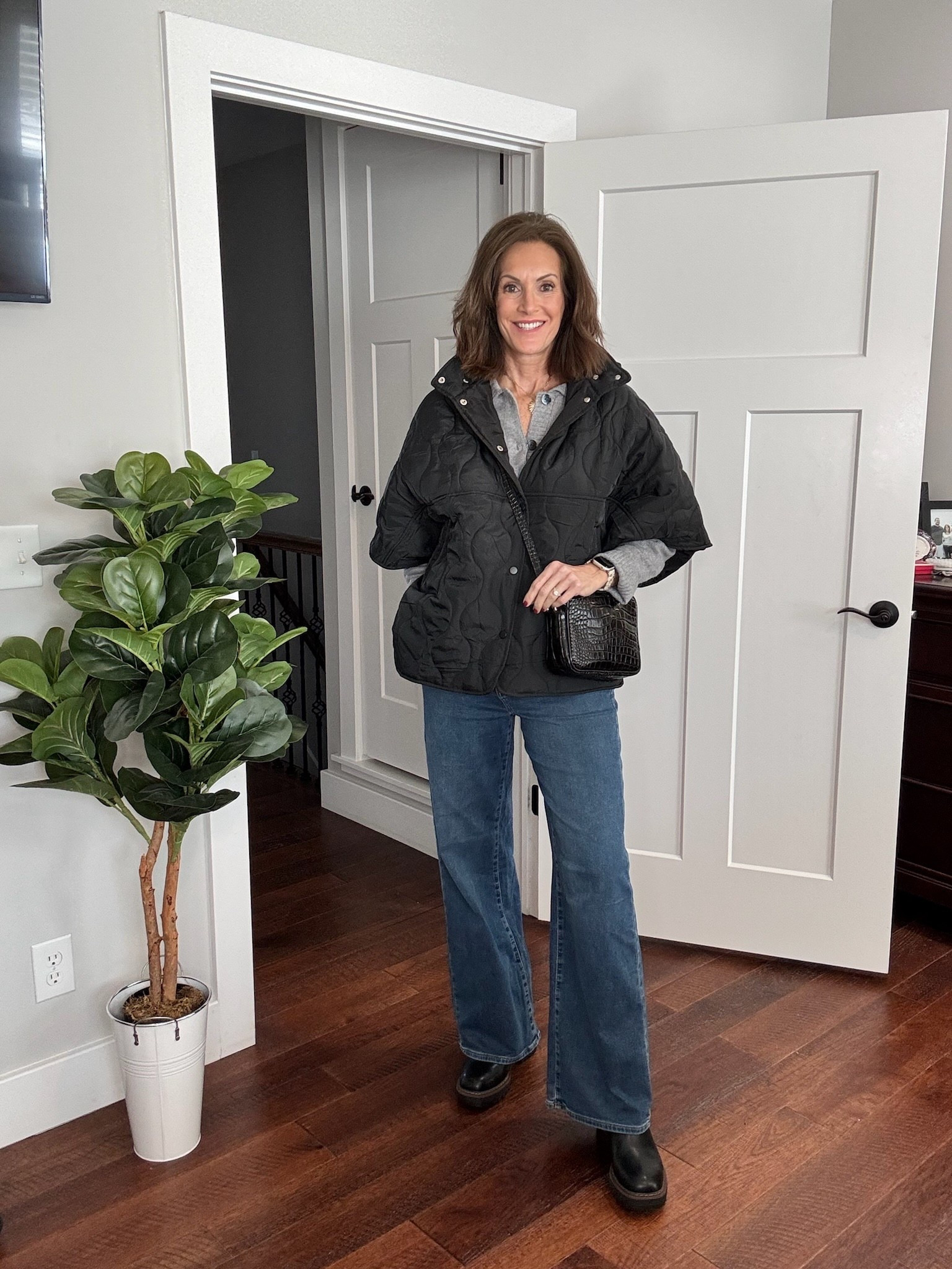 Can you believe these are sweatpants jeans! Jeans are size 28/6, gray sweater is a medium, cape is a large. My blue pair is sold out but I linked the black ones  

Women’s fashion, outfit inspo, outfit ideas, what to wear for, fashion over 40, fashion over 50, fall outfit ideas, winter fashion, winter styles, winter outfits, winter outfit inspo, holiday styles, holiday outfits, holiday outfit inspo, holiday fashion, trending fashion, chic style, new years outfit, New Year’s Eve outfit, wide leg jeans 



#LTKOver40 #LTKootd #LTKHoliday