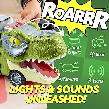 JOYIN 13 in 1 Dinosaur Toys for Kids 3-5, Dinosaur Truck with 12 Pull Back Cars, Dinosaur Cars Se... | Amazon (US)