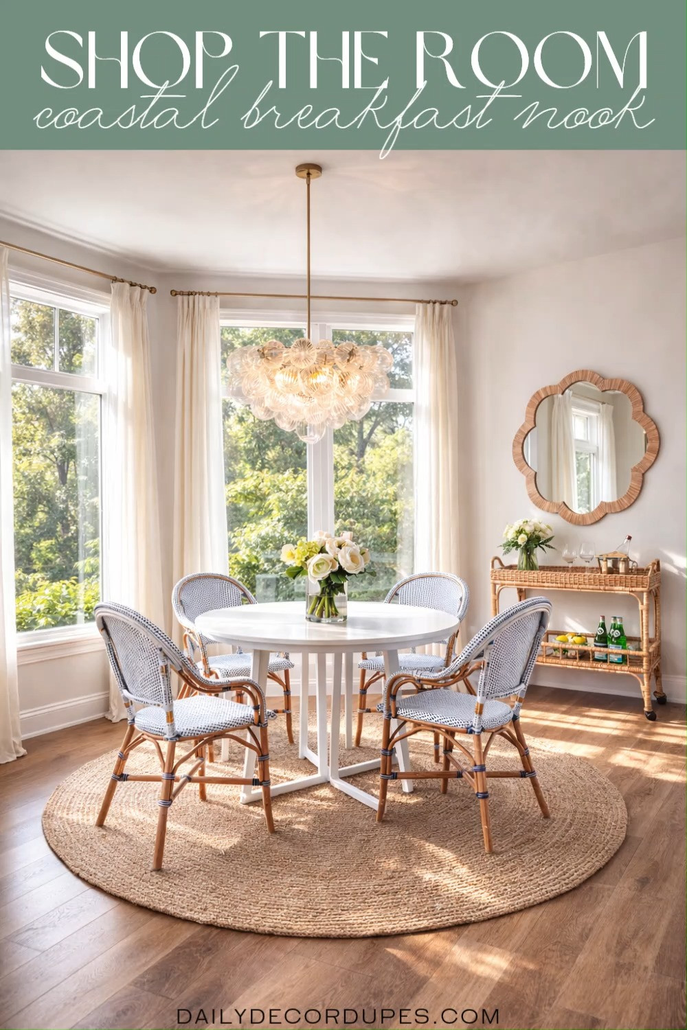 Shop The Room: Coastal Breakfast Nook. Coastal Dining Nook. Beach-Inspired Breakfast Nook. Coastal Chic Dining Space. Coastal Home Styling. Coastal Chic Dining Space. Shop The Room Coastal Style. Breakfast Nook Inspiration. 

Home more affordable option find copy cat similar look for less budget friendly affordable cheap cheaper beautiful pretty. Clearance sale coupon code discount code promo code luxury lookalike look a like Inspo inspiration inspired by idea ideas Love like these? I share multiple every day in my FB group.
#shoptheroom #breakfastnook #coastalstyle #homeinspo #coastalliving #coastalhome #kitchennook  

 #LTKHome