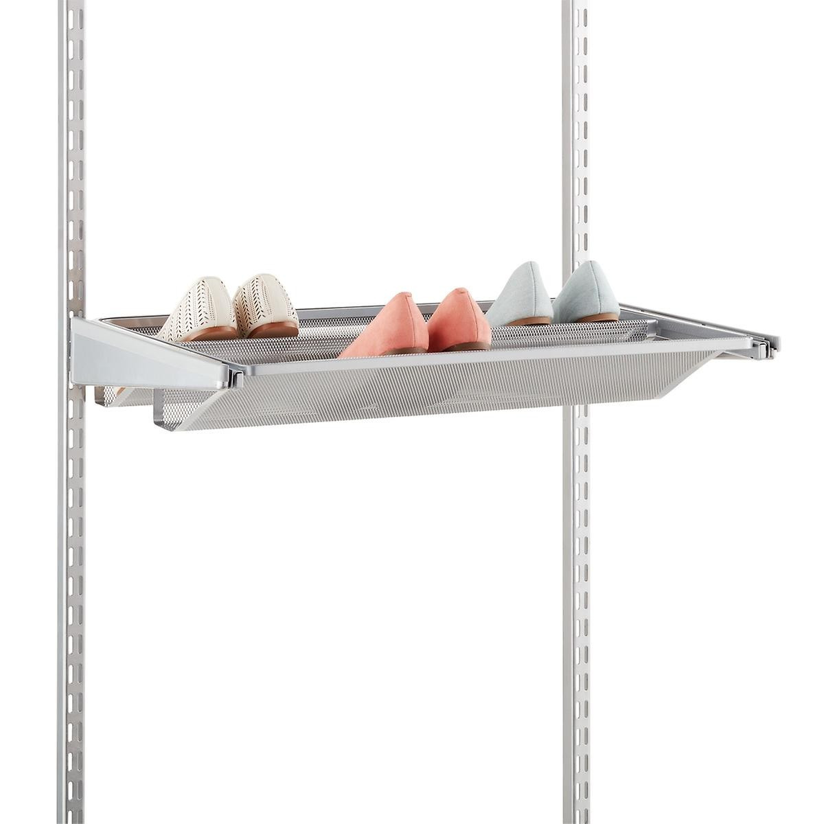 2' Elfa Mesh Gliding Shoe Shelf Platinum | The Container Store