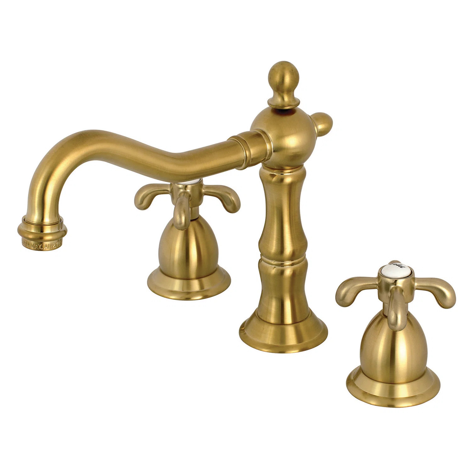 Kingston Brass French Country Two-Handle 3-Hole Deck Mount Widespread Bathroom Faucet with Brass ... | Birch Lane
