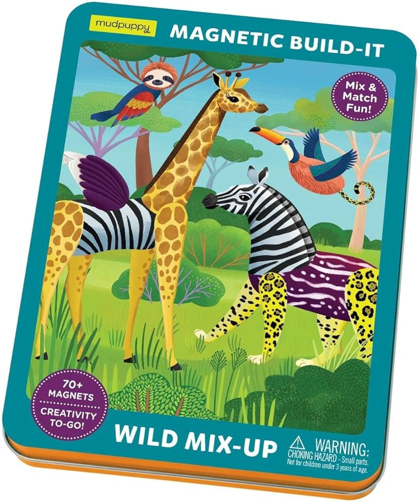 Mudpuppy Wild Mix-Up Magnetic Build-It from Includes 2 Illustrated Background Scenes & 70+ Mix an... | Amazon (US)