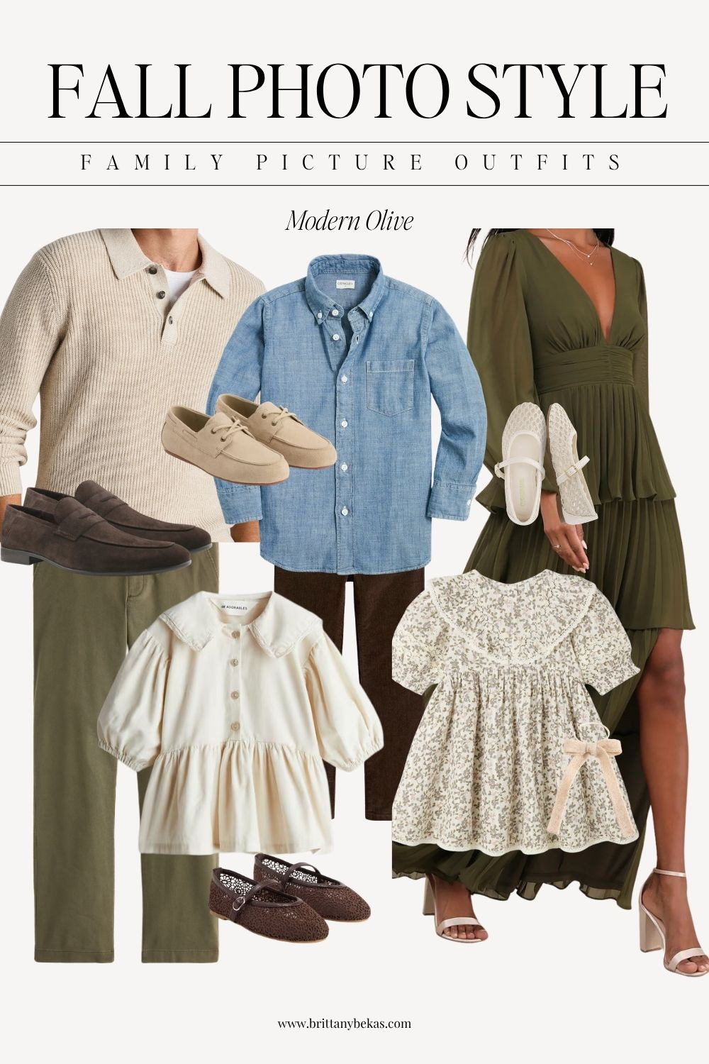 Olive green, cream, denim and chocolate brown make such an easy fall family photo palette. I love the mix of soft neutrals, texture and a little blue to keep everything from feeling too earthy. A great option for fall family photos, beach sessions or outdoor portraits.

#LTKSeasonal #LTKKids