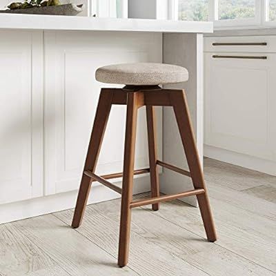 Nathan James Amalia Backless Kitchen Counter Height Bar Stool, Solid Wood with 360 Swivel Seat, A... | Amazon (US)