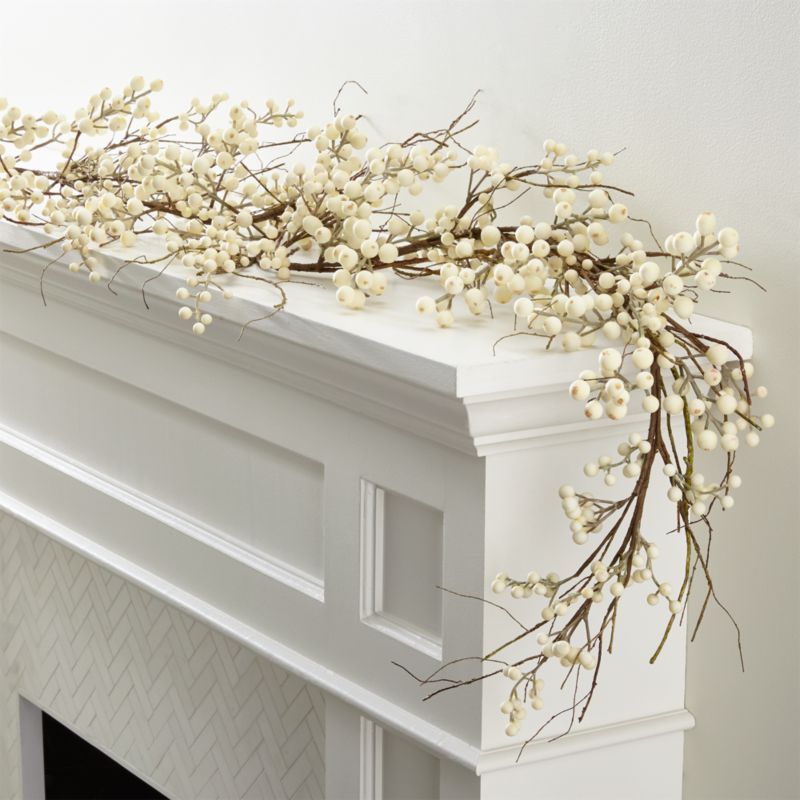 Artificial White Ilex Berry Garland + Reviews | Crate and Barrel | Crate & Barrel