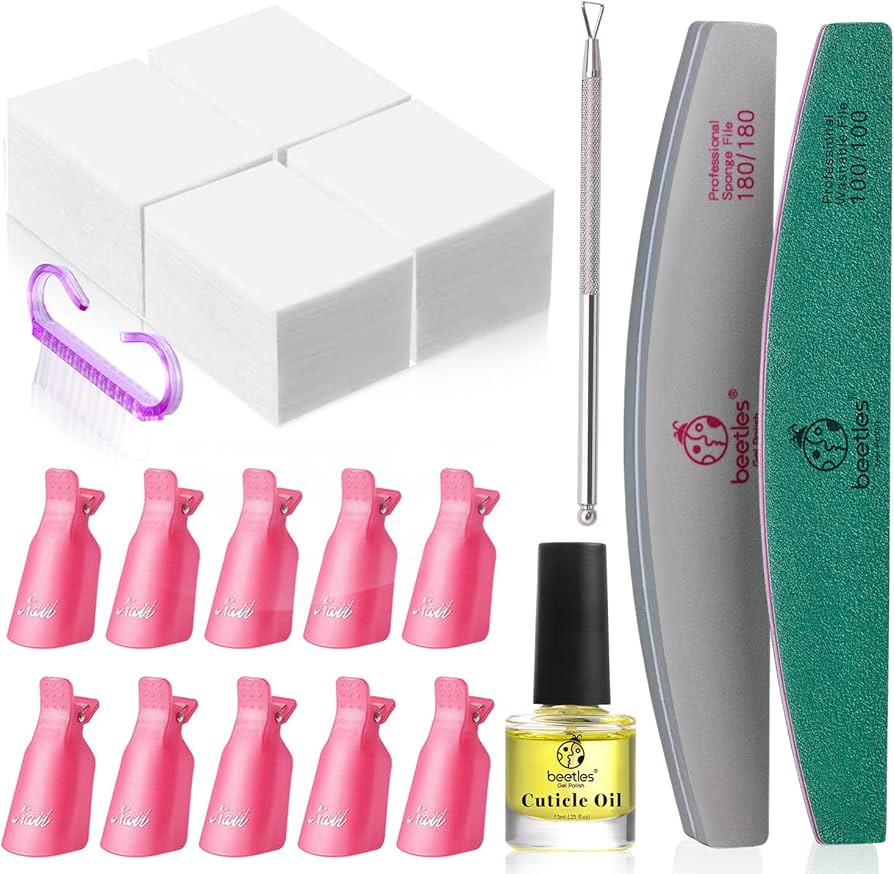 Beetles Gel Polish Remover Kit - Gel Nail Polish Remover with 450Pcs Lint Free Nail Wipes/10 Pcs ... | Amazon (US)