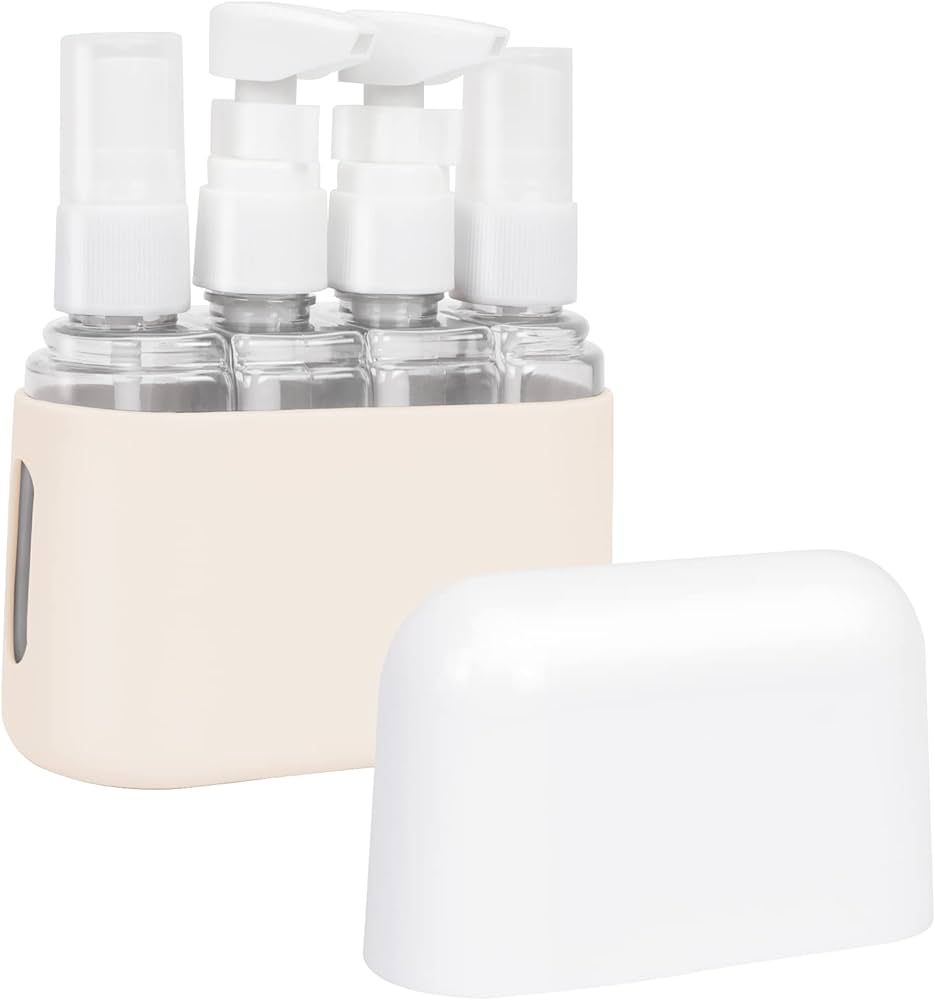 Skycase Travel Bottle Set, 4 in 1 Travel Containers Set for Toiletries,Leak-Proof Refillable Plastic Bottles with Lid,Airplane Accessories Kits for Shampoo Conditioner Lotion Liquids,White | Amazon (US)