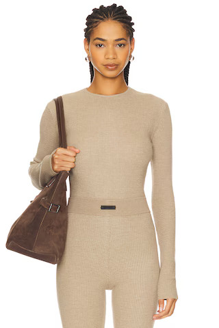 Fear of God ESSENTIALS Fitted Sweater in Desert Sand from Revolve.com | Revolve Clothing (Global)