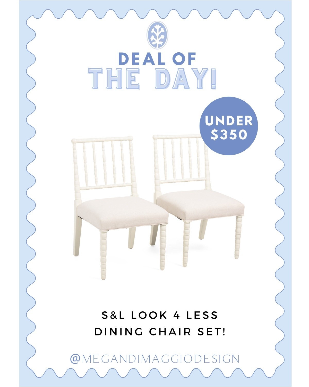 Major deal of the day!! Score these Serena & Lily look for less dining chair set of 2 for under $350!! Love the white on white!! 🤍

#LTKHome #LTKSaleAlert