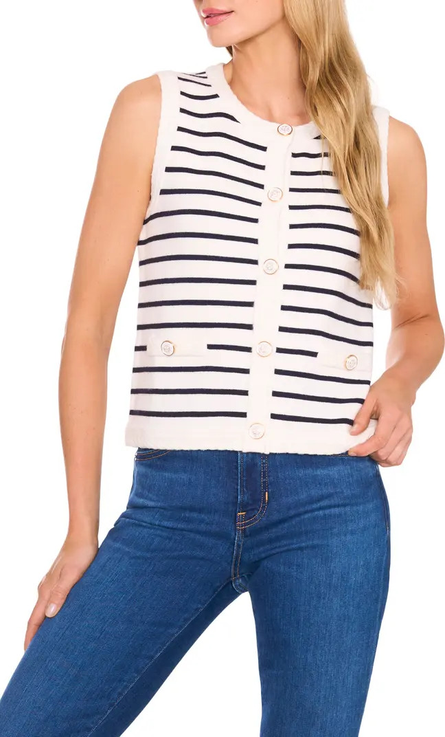CeCe Stripe Crewneck Sweater Vest | Nordstrom | Nordstrom