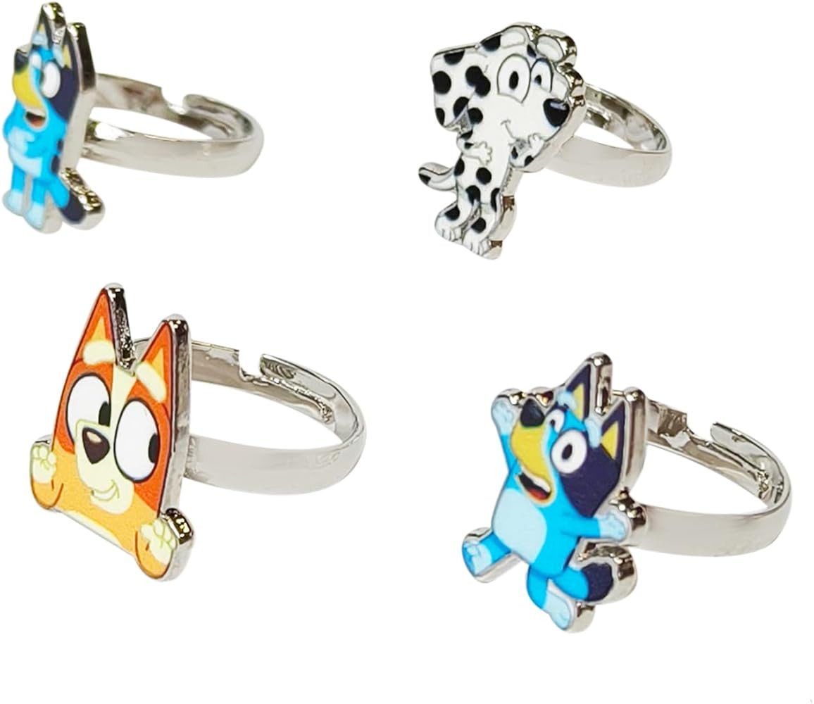 LUV HER Bluey Kids Jewelry: 4-Piece Adjustable Rings for Girls, Ring Sets with metal charm Fashio... | Amazon (US)