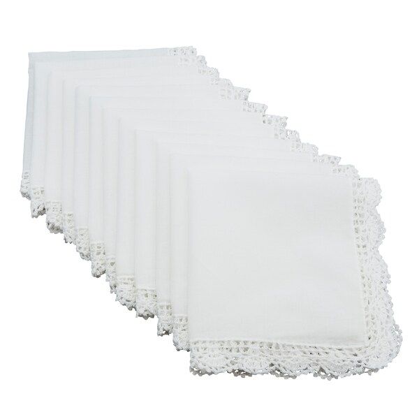 Crochet Lace Trim Cotton Handkerchief (Set of 12) | Bed Bath & Beyond