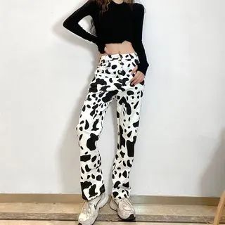 Cow Print Straight-Fit Pants | YesStyle Global