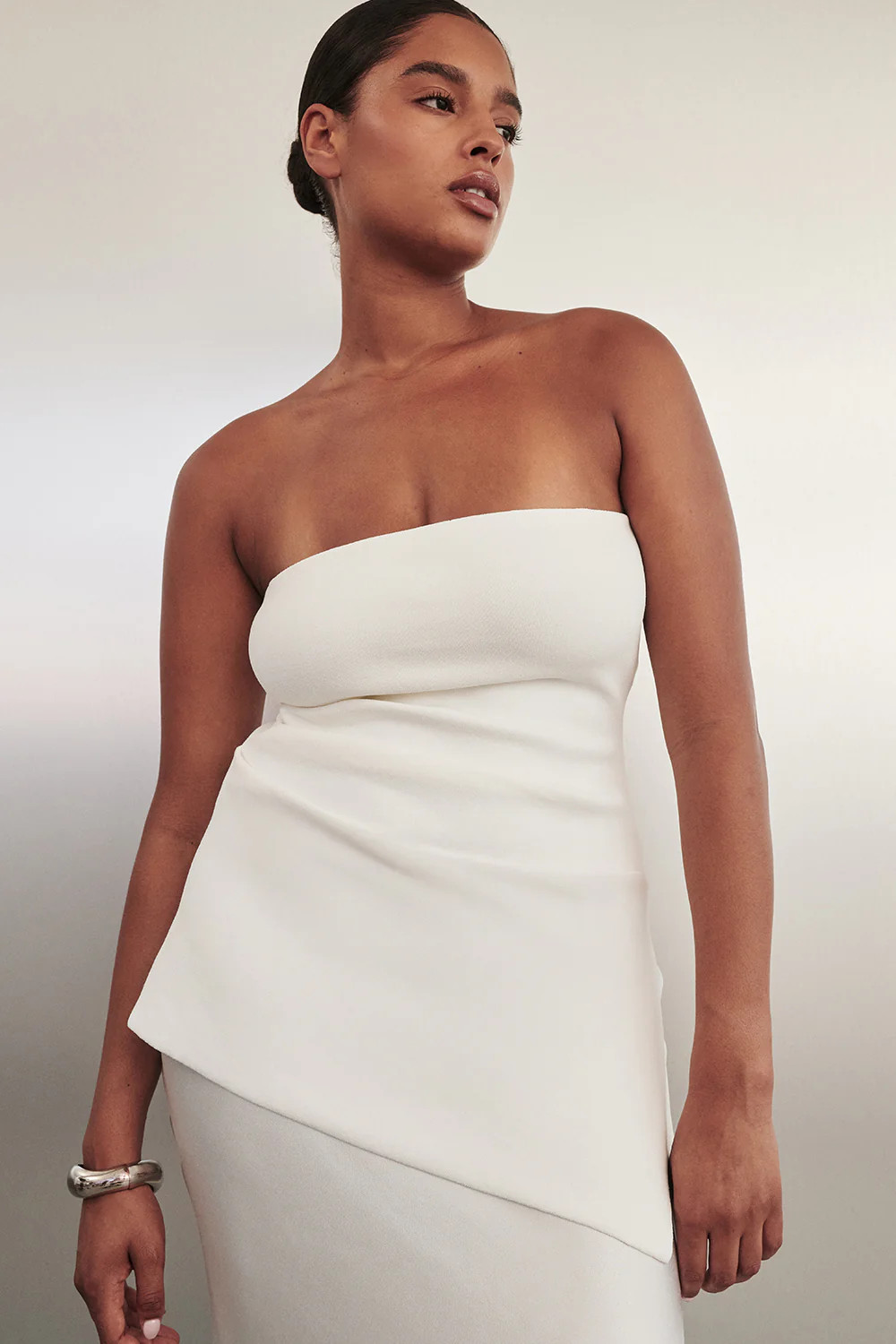 LUKE OFF WHITE LONGLINE BANDEAU TOP | DISSH