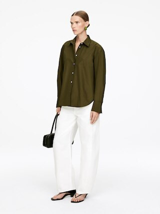 Cotton Poplin Shirt – Khaki Green – Women – ARKET GB | Arket UK