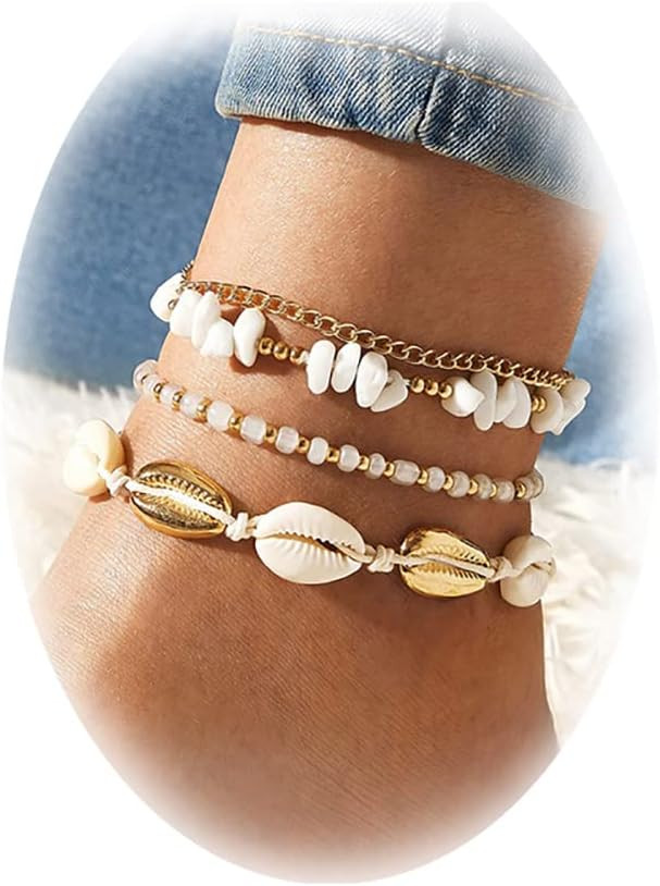 Sgoeths 4 Pcs Summer Surfer Wave Anklet Bracelets For Women Girls Waterproof Handmade Sunflower B... | Amazon (CA)