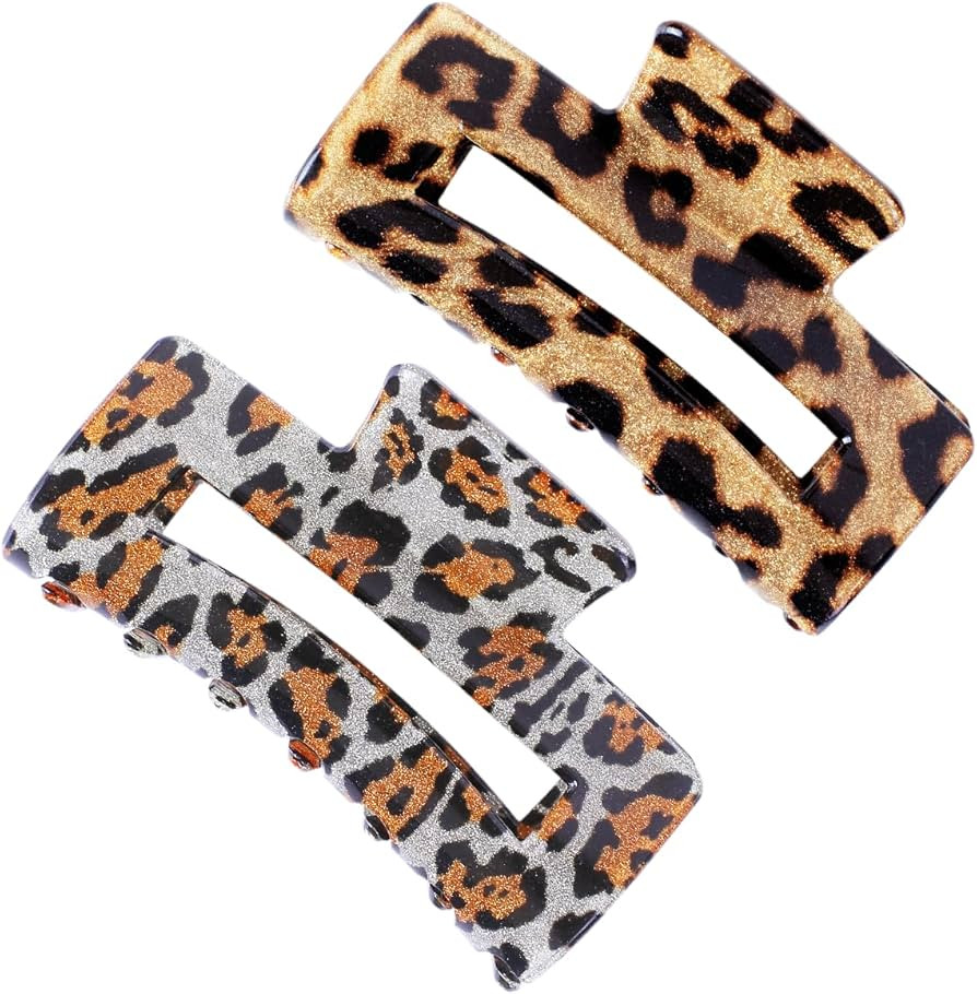 Glitter Leopard Hair Claws for Women, Beleki Strog Hair Claw Clips for Thick and Thin Hair Square... | Amazon (US)