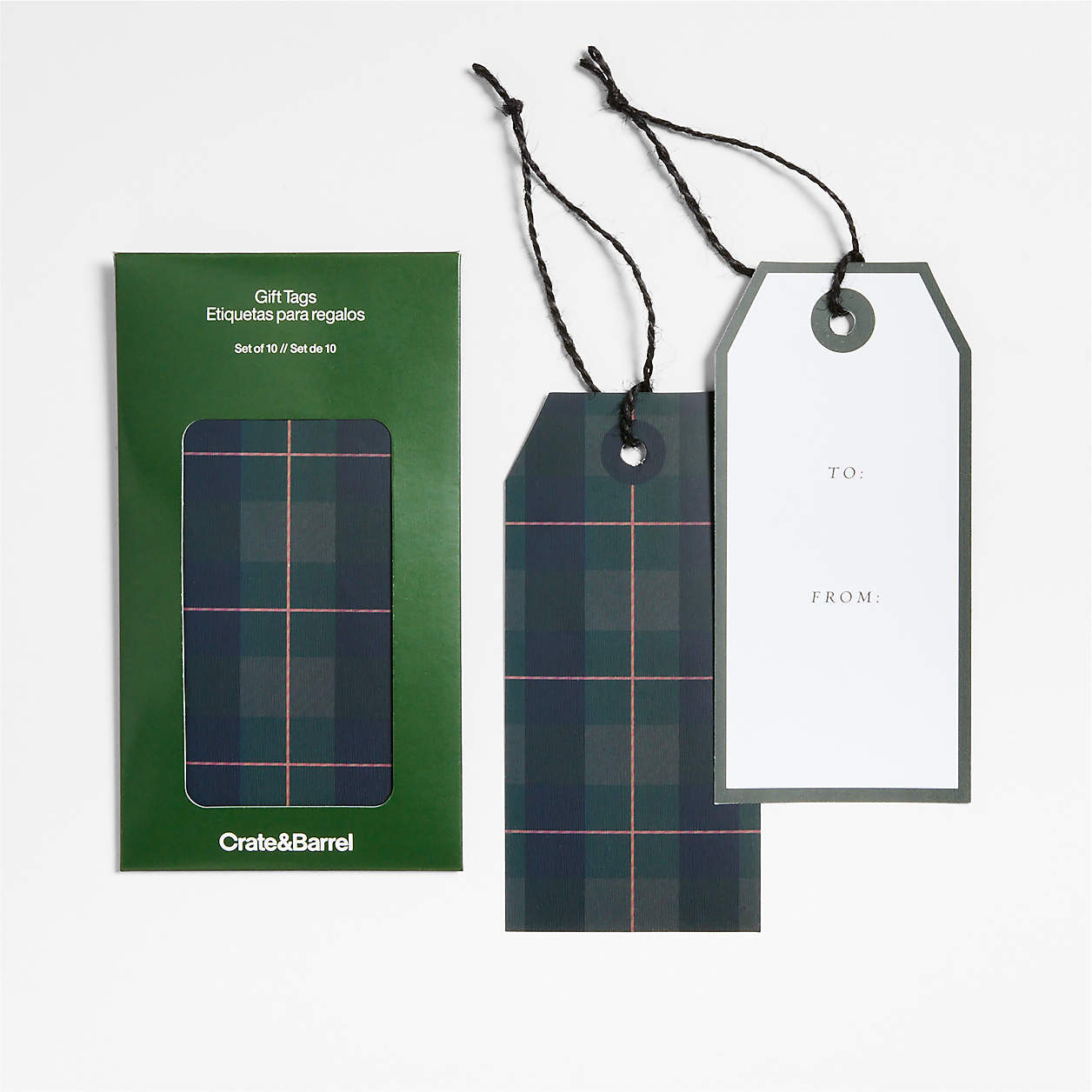 Plaid Gift Tags, Set of 10 | Crate & Barrel | Crate & Barrel