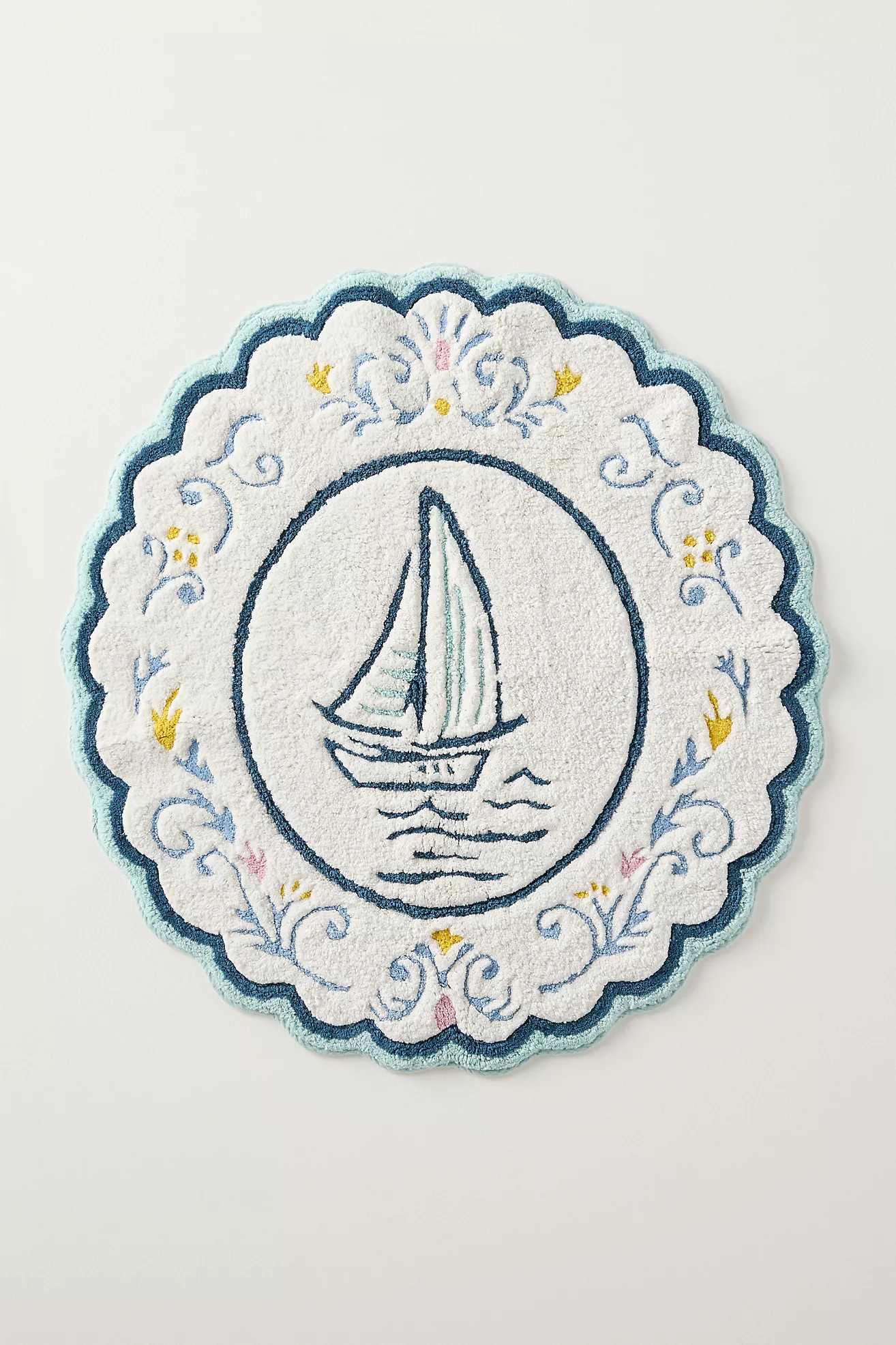 Maeve Manon Cotton Tufted Scalloped Bathmat | Anthropologie (US)