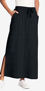 Woman Within Women's Plus Size Sport Knit Side-Slit Skirt | Amazon (US)