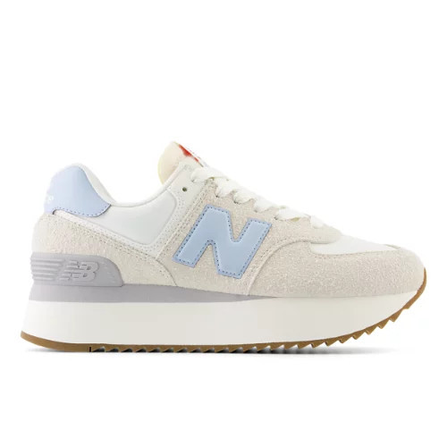 New Balance Women's 574+ Sneakers - Beige/White/Blue (Size 7.5) | New Balance Athletics, Inc.
