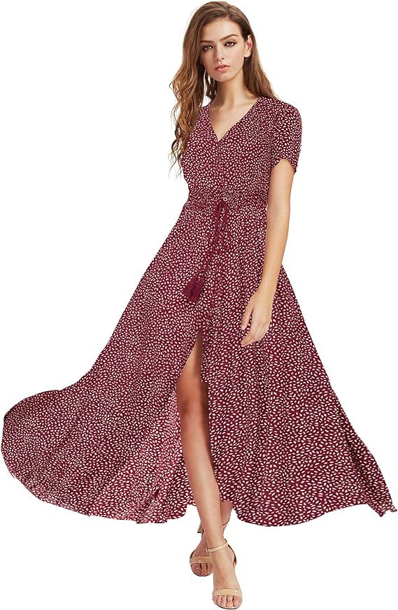 Milumia Women Button Up Floral Print Party Split Flowy Maxi Dress | Amazon (US)