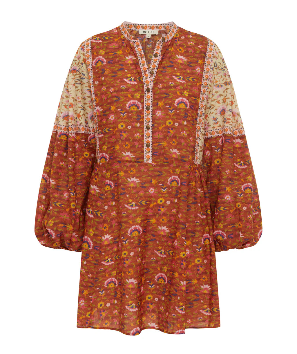 BOTEH Soraya Mini Smock Dress, Cinnamon | Monkee's of Mount Pleasant