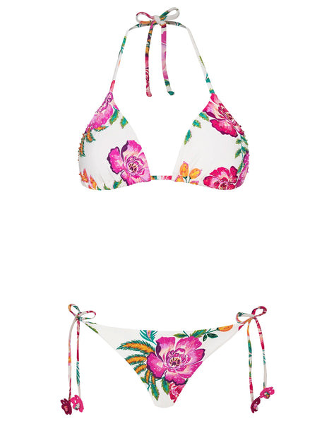 Embroidered Tri-Embroidered Tie Bikini | Swimwear World