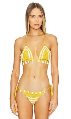 Tularosa Remy Crochet Bikini Top in Yellow Stripes from Revolve.com | Revolve Clothing (Global)