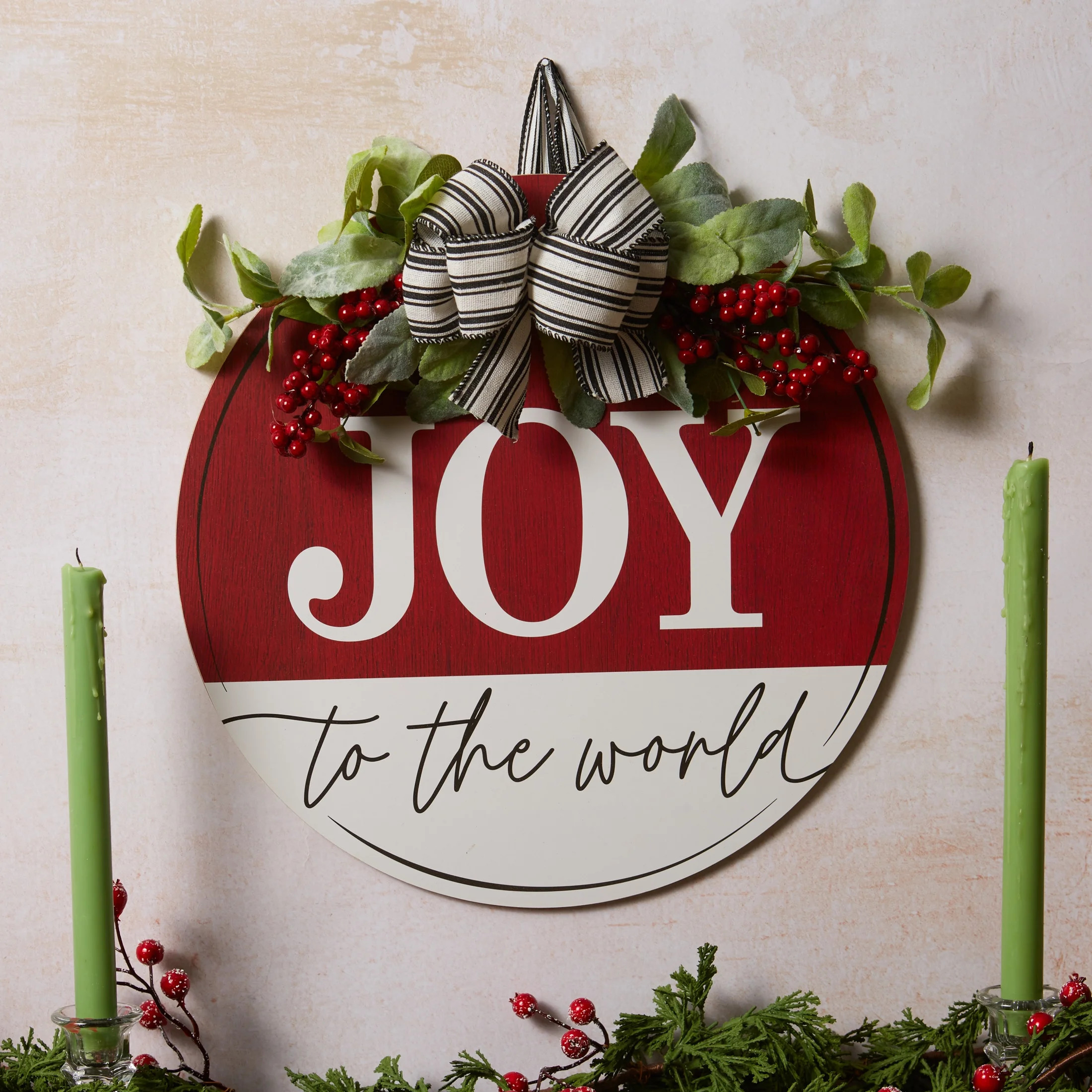 Holiday Time Round Red Joy World Christmas Hanging Sign Decoration, 15" | Walmart (US)