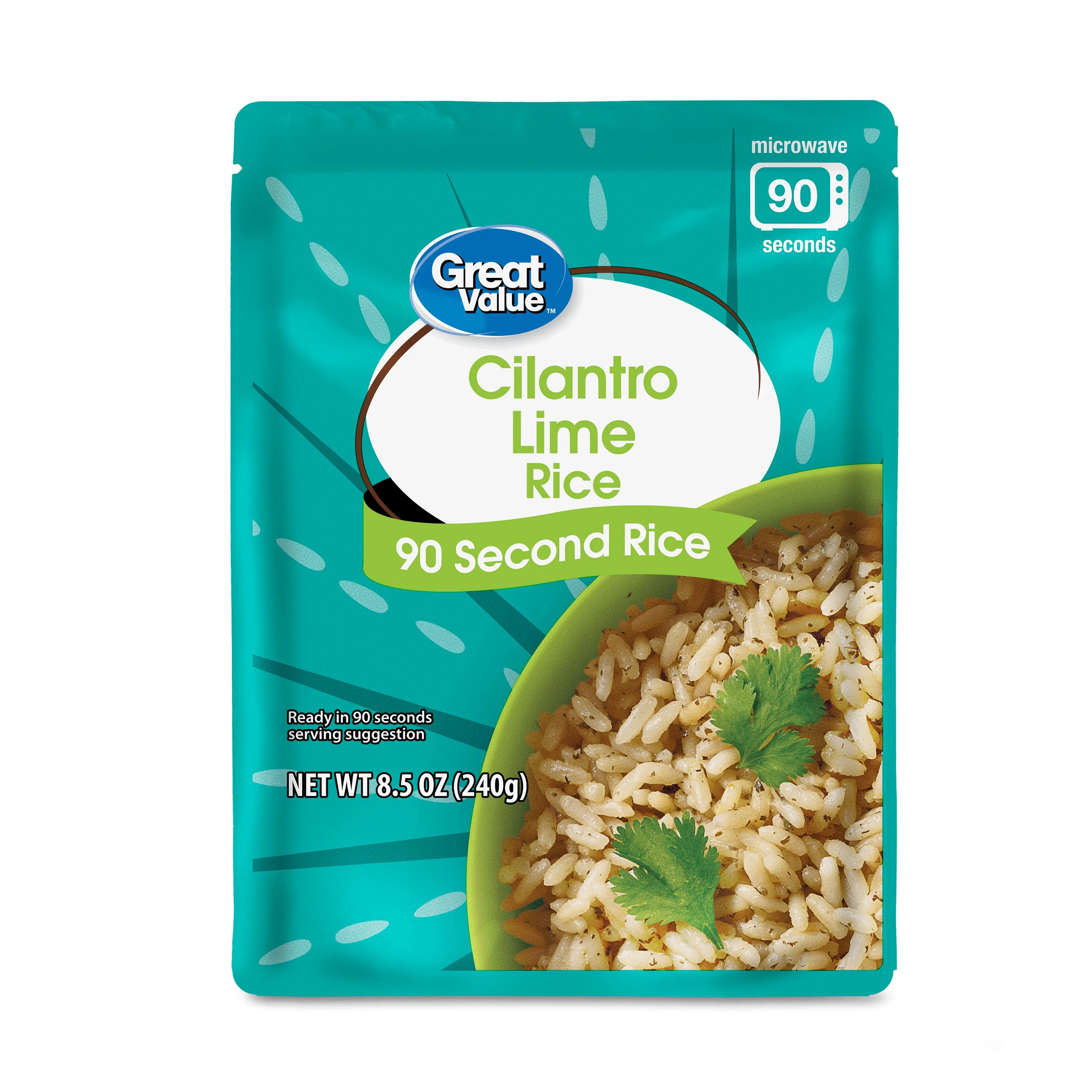 Great Value Cilantro & Lime Microwavable Rice, 90 Seconds, 8.5 oz Pouch | Walmart (US)