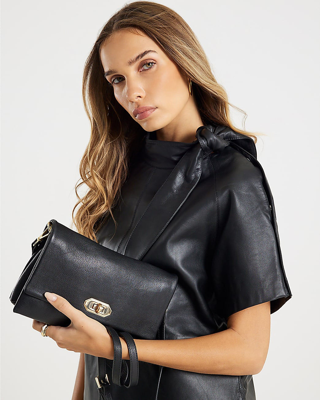 Black Leather Cross Body Bag | River Island UK & IE