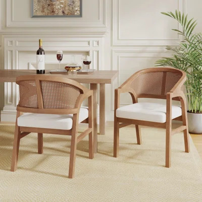 Aliha 19'' H Foam Padding Upholstered Cane Back Side Chair (Set of 2) | Wayfair North America
