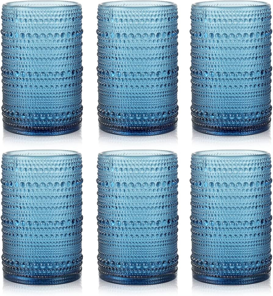 AWWAOOAWW Set of 6 hobnail drinking glasses,13 oz Cornflower Vintage Drinking Glasses,Lovely Vint... | Amazon (US)