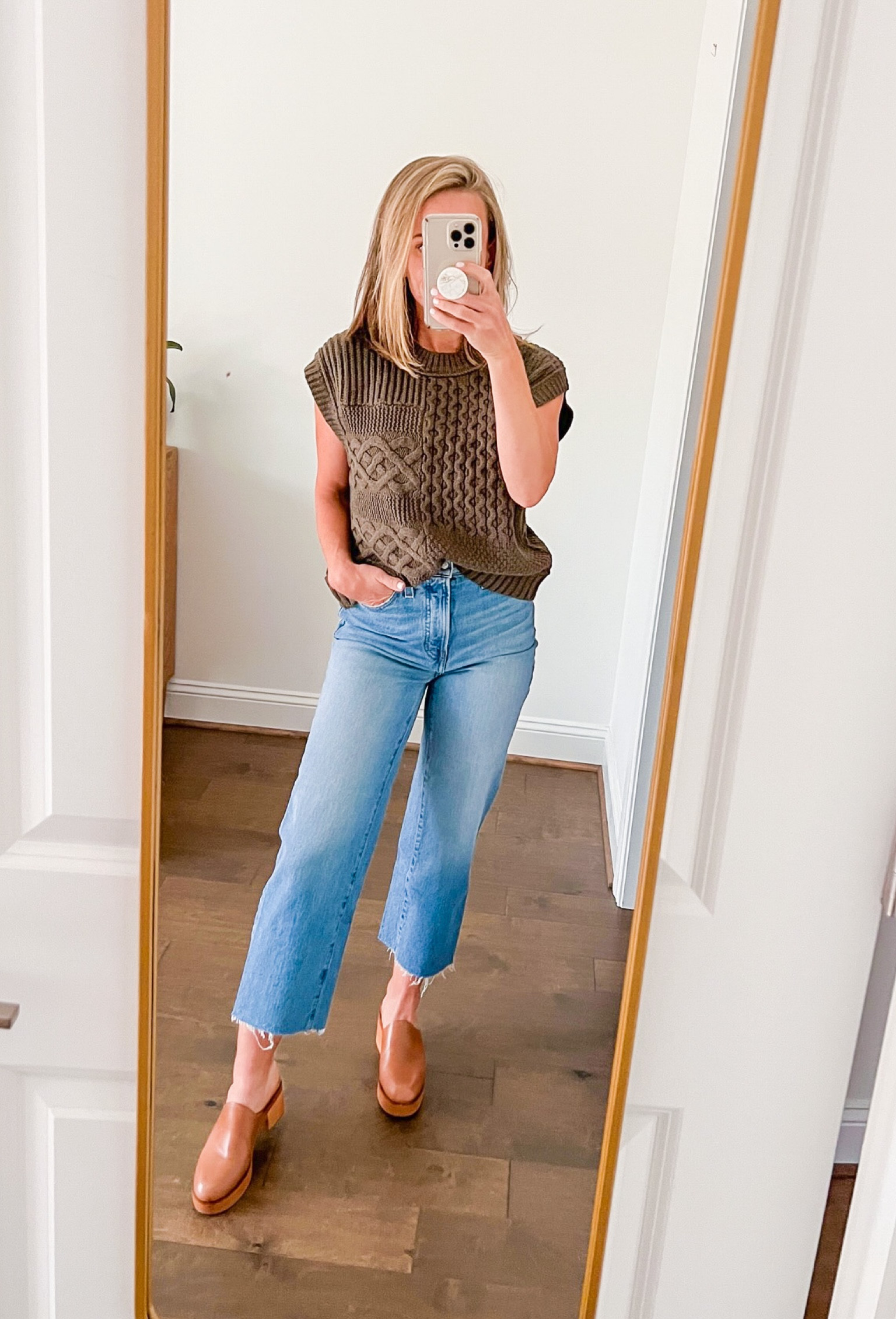 Madewell just launched this patchwork sweater vest and it’s the perfect casual top to wear with jeans this fall. It’s 30% off for Madewell insiders, and otherwise right under $100. It also comes in an antique cream. these wide leg jeans are also another New launch from Madewell. They fit like a glove. My clogs are under $100, but selling quickly!

#LTKunder100 #LTKSeasonal #LTKshoecrush