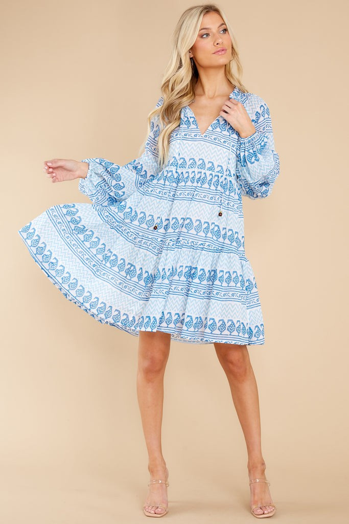 Babylon Blue Balloon Sleeve Short Dress | Red Dress 