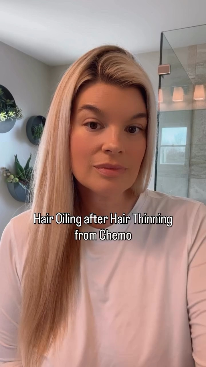 I lost a lot of hair when I was going through chemo last year.

Comment ‘HAIR’ and I’ll send the link to my fav hair oil to you. 💙

I was brushing it…showering…running my fingers through my hair…and clumps would come out every time. Luckily, I started with a lot of hair so it wasn’t super noticeable…but it was to me.

I had long hair most of my life and it’s part of my identity. I take pride in my hair. I cried a lot alone in the bathroom. I decided to start hair oiling as a way to hopefully salvage it and be preventative for when it was time for it to grow back in.

I swear it helped me and I still use it to this day. 🙏🏻💙