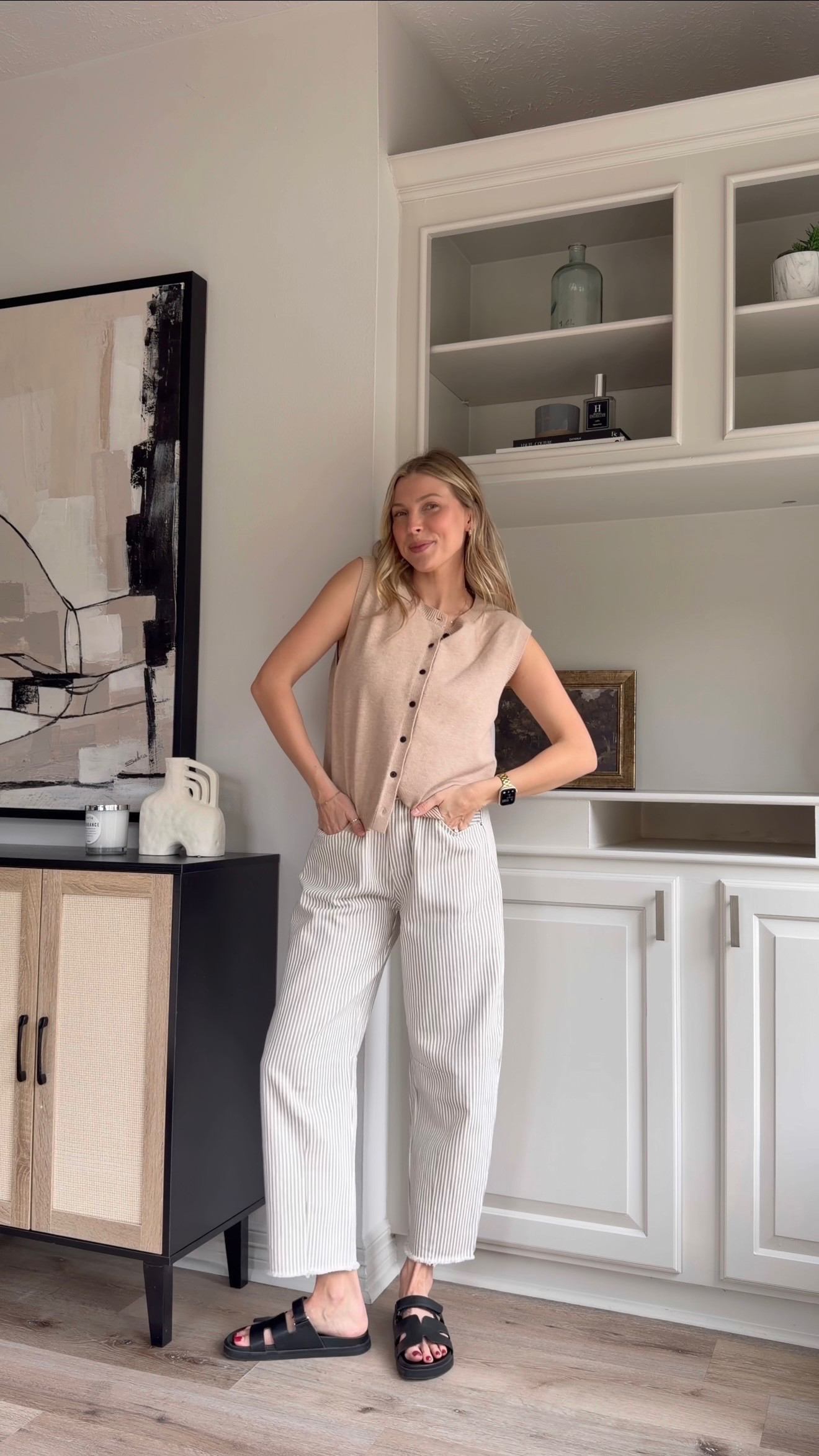 Comfy yet put together mom outfit | S tank cardigan, M pants 

 #LTKootd